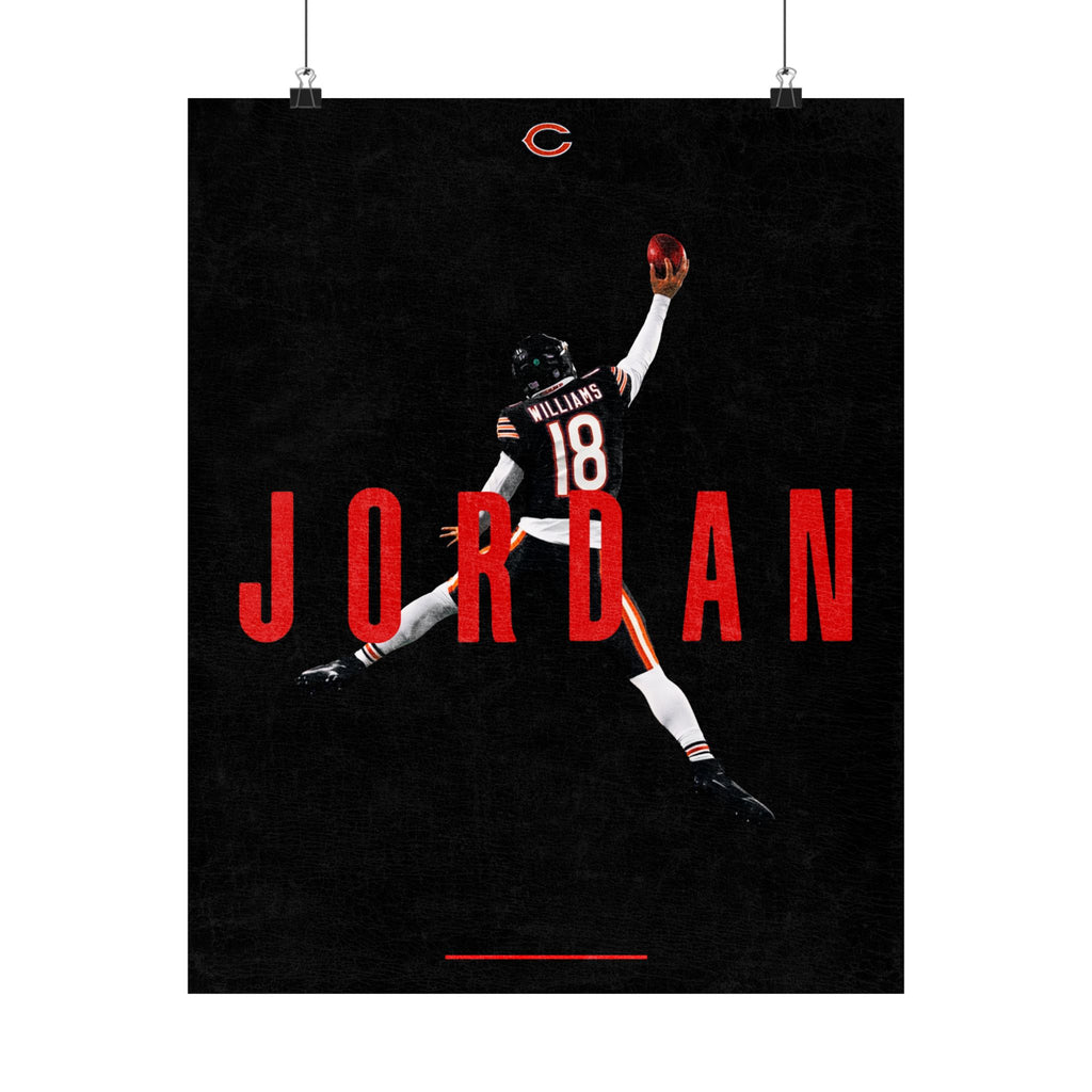 Caleb Williams x Chicago Bears "Jumpman" Satin Art Poster