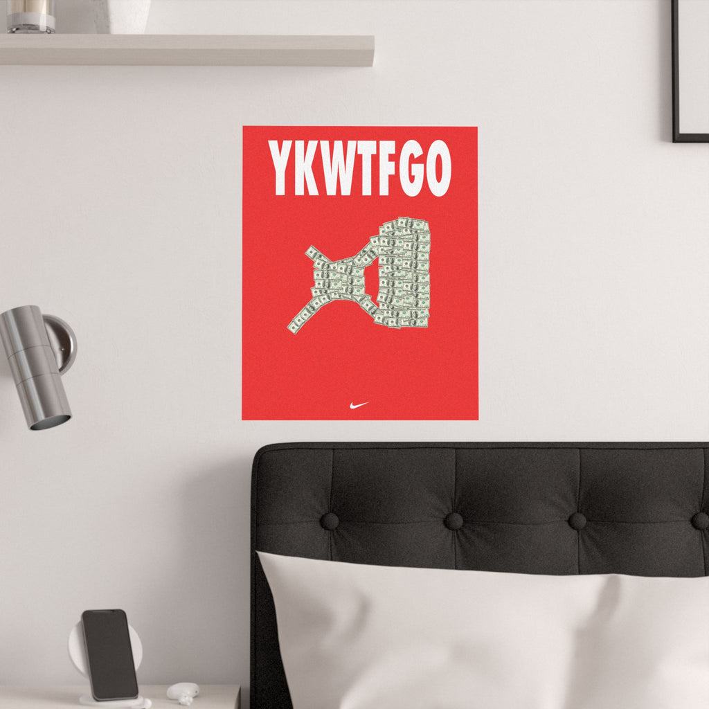 A'ja Wilson Pay Day Logo 'YKWTFGO' Red Money Graphic Art Print — Satin Poster