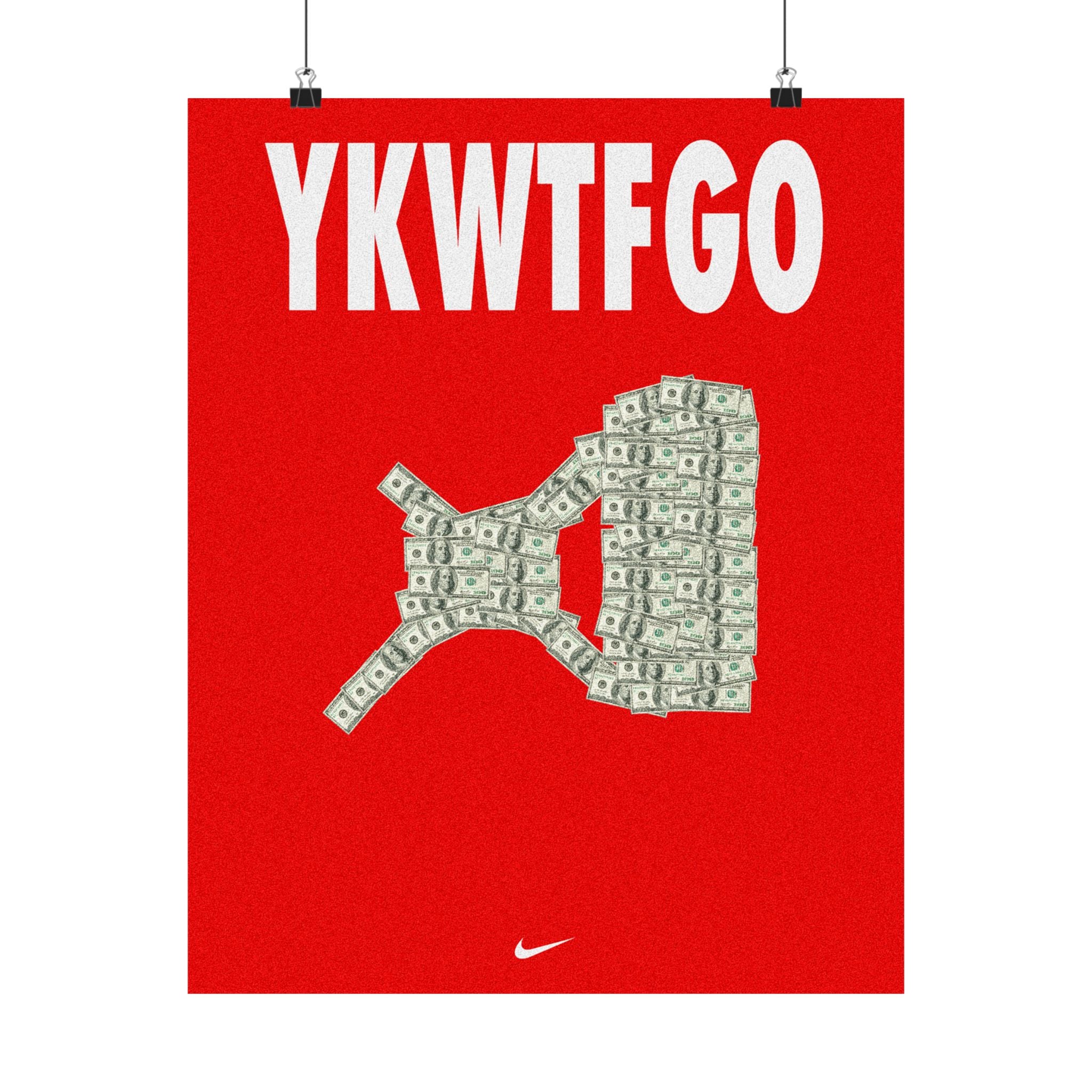 A'ja Wilson Pay Day Logo 'YKWTFGO' Red Money Graphic Art Print — Satin Poster