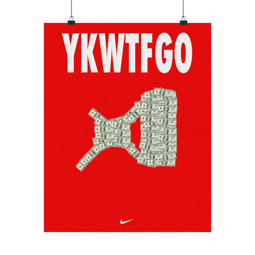 A'ja Wilson Pay Day Logo 'YKWTFGO' Red Money Graphic Art Print — Satin Poster