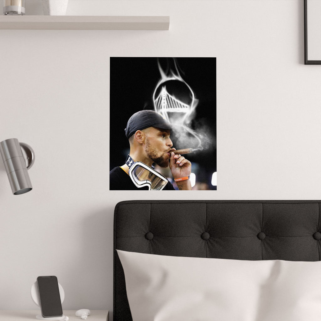 Stephen Curry: "Championship Smoke" Golden State Satin Poster