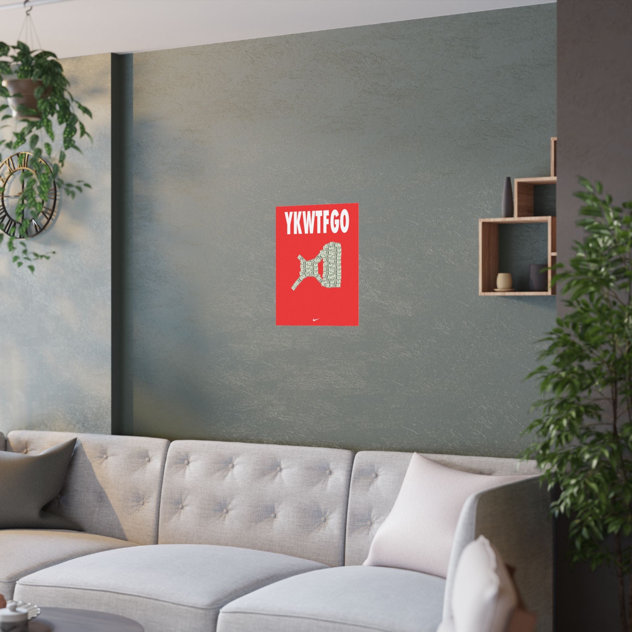 A'ja Wilson Pay Day Logo 'YKWTFGO' Red Money Graphic Art Print — Satin Poster