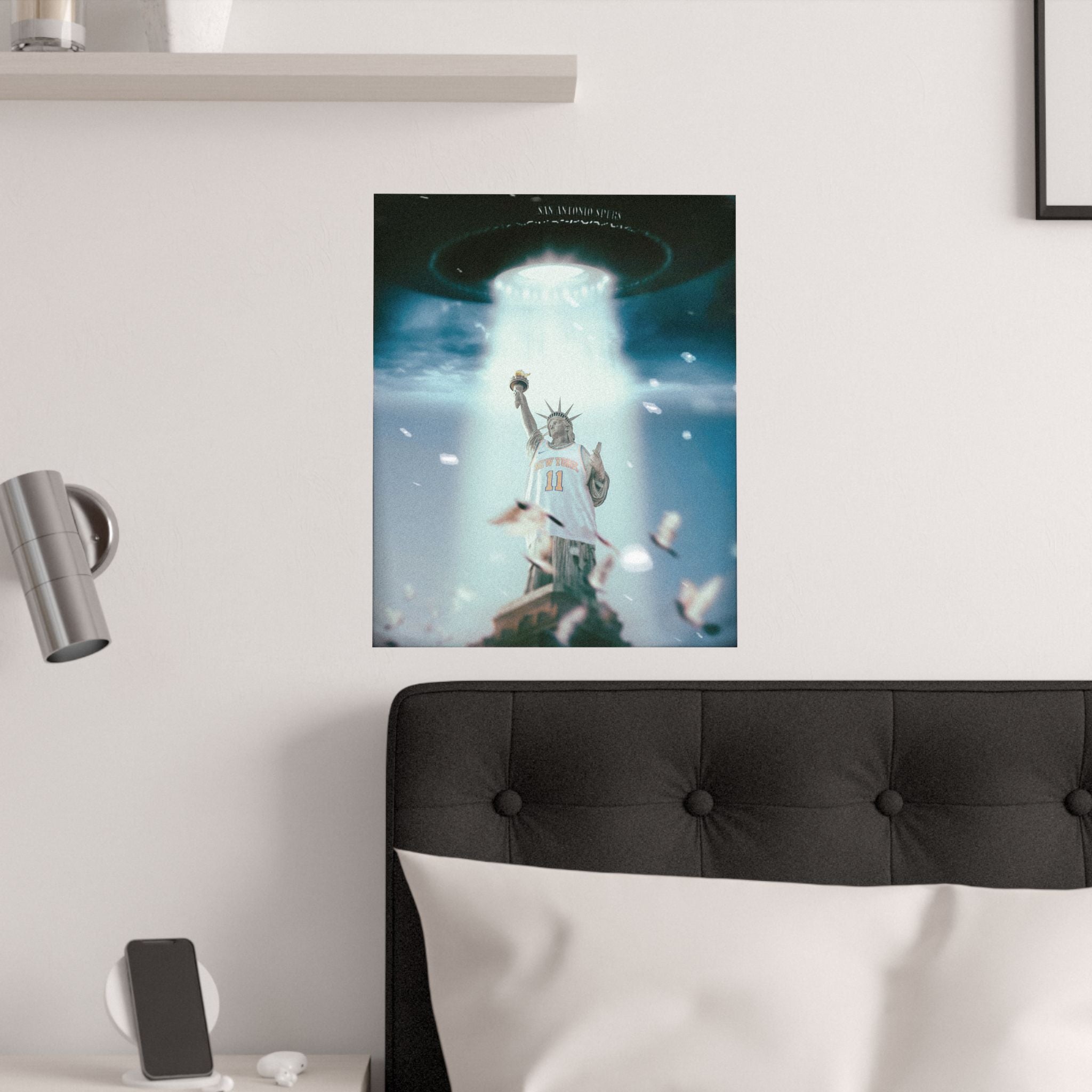 Satin Poster — Kicks vs Spurs/Statue of Liberty UFO/2026 NBA Finals (210gsm)
