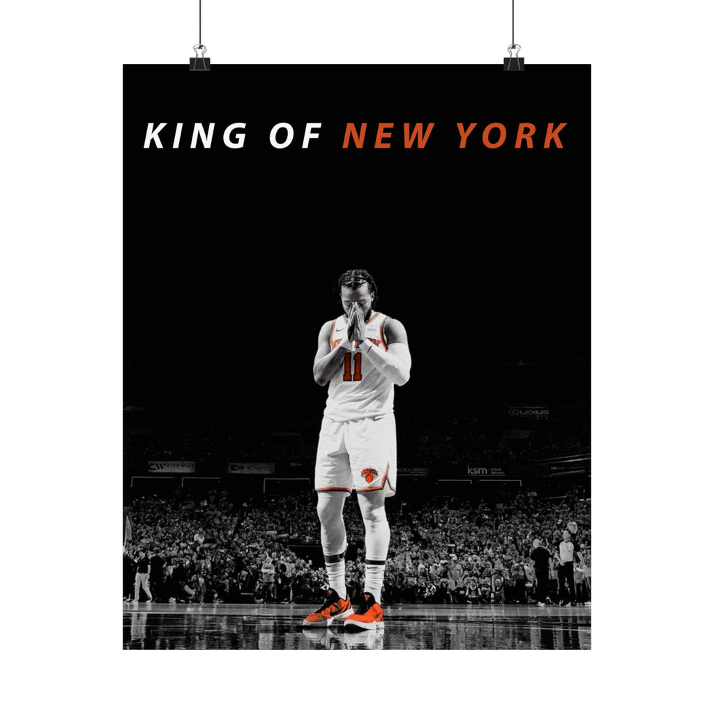 Jalen Brunson King of New York Satin Poster — Basketball Player Wall Art