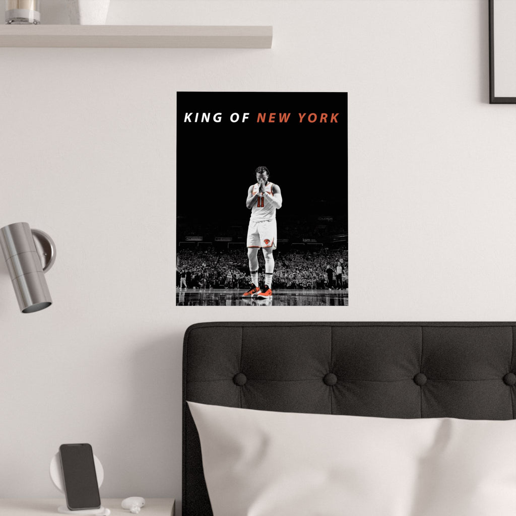 Jalen Brunson King of New York Satin Poster — Basketball Player Wall Art